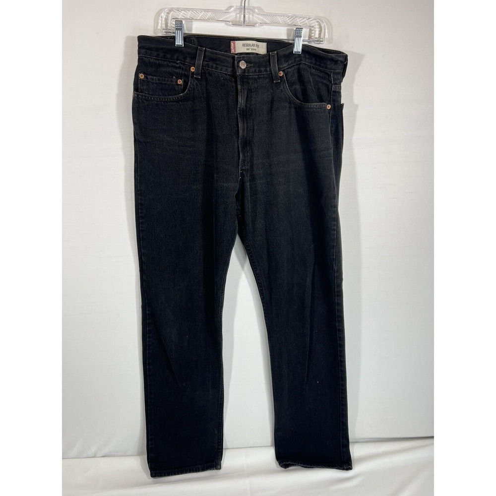 Levis 505 Mens Jeans 36x34 Black Regular Fit Red Tab‎ Denim